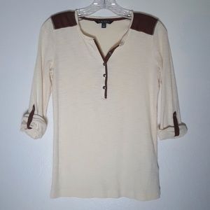 RALPH LAUREN Jersey Henley Top Adjustable Sleeves